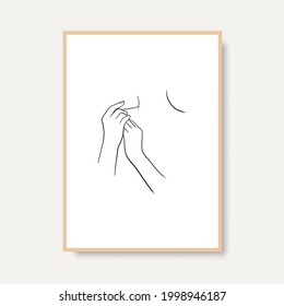 Continuous line drawing of girls body part. Minimalism style. The modern art of painting design is suitable for décor, icons, wallpapers, tattoos, albums, prints, banners, printing on clothes. 