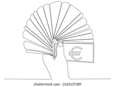 
diseño continuo de línea de dar (o pagar) dinero, billetes en euros - soborno, concepto de préstamo y finanzas. vector