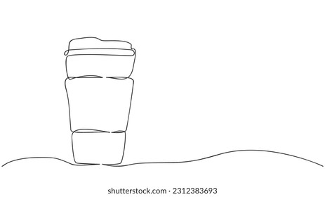 Continuous line drawing of a glass of coffee. Coffee to go. Vector illustration