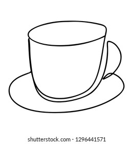 Continuous line, drawing of glass, tea, coffee, drinks, illustration icons, vector
