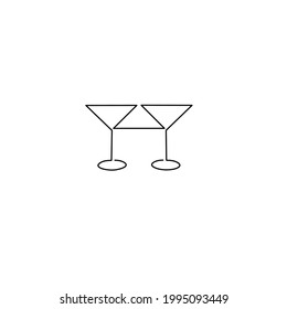 Continuous line drawing of glass, two design, object one line, single line art, vector illustration