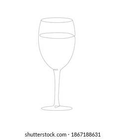 vaso de vino de dibujo continuo. Ilustración vectorial abstracta de una línea. Vidrio aislado