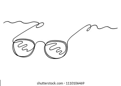 Continuous line drawing. Glasses. Black isolated on white background. Hand drawn vector illustration. 