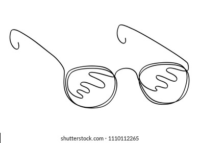 Continuous line drawing. Glasses. Black isolated on white background. Hand drawn vector illustration. 