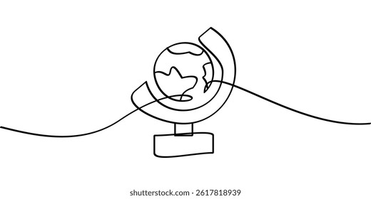 continuous line drawing of globe symbol. abstract line art illustration