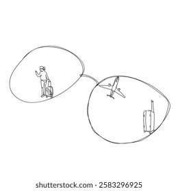 continuous line drawing go on vacation