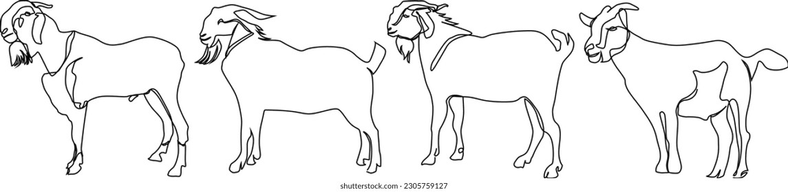 continuous line drawing of goat Bundle set