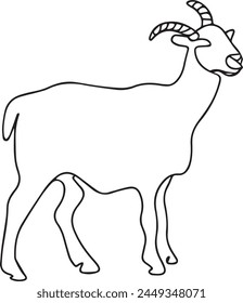 Continuous line drawing of goat, sheep, lamb. Muslim holiday sacrifice an animal to god eid al adha. Vector illustration