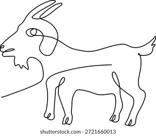 Desenho de linha contínua de cabra, ilustração vetor simples conceito animal linha de desenho, design gráfico fazenda estilo mínimo, uma arte de linha, doodle minimalismo cabra silhueta