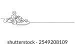 continuous line drawing of go-kart race.one line drawing of go-kart race competition.single line vector illustration.isolated white background