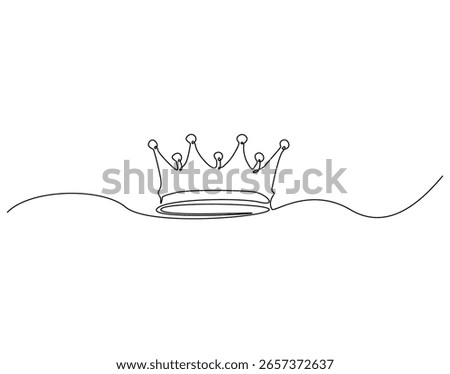 Continuous line drawing of golden crown. Single line illustration of crown. Imperial concept. Editable outline