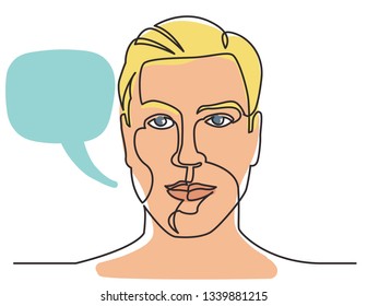 continuous line drawing of good looking man on white background