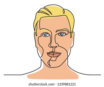 Continuous Line Drawing Good Looking Man Stock Vector (Royalty Free ...