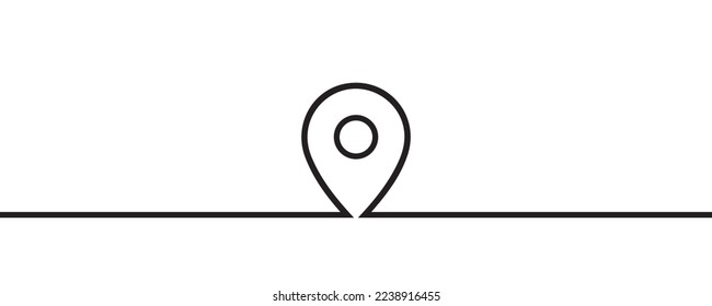 Continuous line drawing of GPS location icon. Card pin line background. Vector illustration