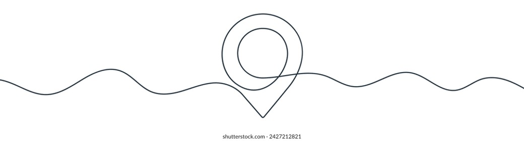 Kontinuierliche Linienzeichnung des GPS-Stifts. Ein-Linien-Zeichnungshintergrund. Vektorgrafik. Pin-Symbol für Einzelzeilenzuordnung.