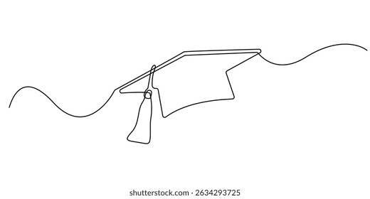 continuous line drawing of graduation cap.symbol of college,graduation,education.