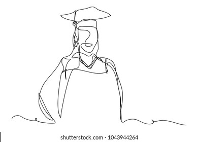 continuous line drawing of graduation students card concept congratulation card vector illustration