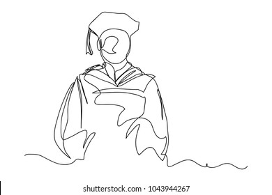 continuous line drawing of graduation students graduation card concept congratulation card vector illustration