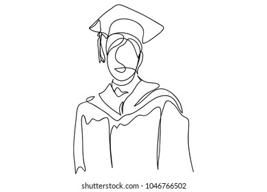 continuous line drawing of graduation students graduation card concept congratulation card vector illustration