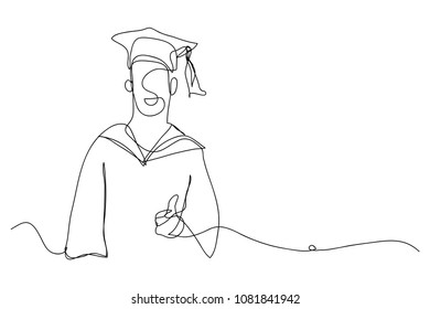 continuous line drawing of graduation students card concept congratulation card vector illustration