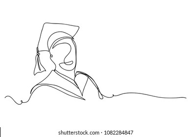 continuous line drawing of graduation students card concept congratulation  vector illustration