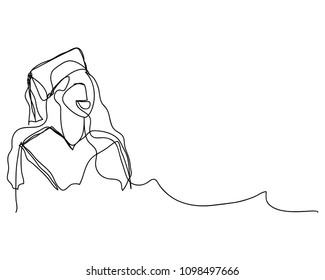 continuous line drawing of graduation students card concept congratulation card vector illustration