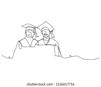 continuous line drawing of graduation students card concept congratulation card ,
linear style and Hand drawn Vector illustrations,
character design collection outline ,
cartoon doodle style.