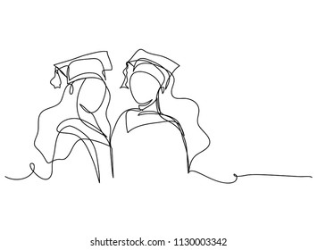 continuous line drawing of graduation students card concept congratulation card ,
linear style and Hand drawn Vector illustrations,
character design collection outline ,
cartoon doodle style.