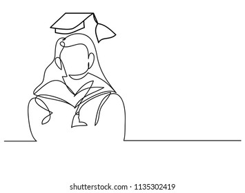 continuous line drawing of graduation students card, congratulation card, linear style and Hand drawn Vector illustrations, character design collection outline, cartoon doodle style.