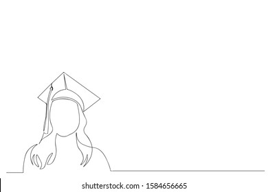 continuous line drawing of graduation students card concept congratulation  ,
linear style and Hand drawn Vector illustrations