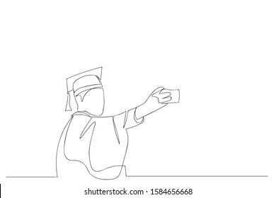 continuous line drawing of graduation students card concept congratulation  ,
linear style and Hand drawn Vector illustrations