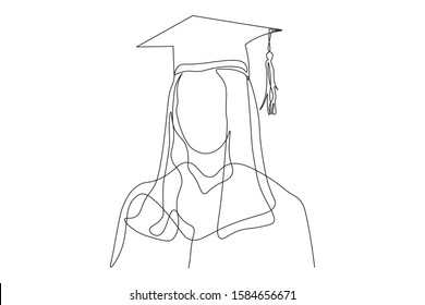 continuous line drawing of graduation students card concept congratulation  ,
linear style and Hand drawn Vector illustrations