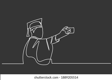continuous line drawing of graduation students card concept congratulation  ,
linear style and Hand drawn Vector illustrations