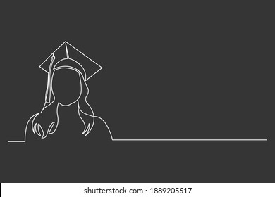 continuous line drawing of graduation students card concept congratulation  ,
linear style and Hand drawn Vector illustrations