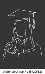 continuous line drawing of graduation students card concept congratulation  ,
linear style and Hand drawn Vector illustrations