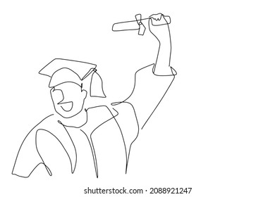 continuous line drawing of graduation students card concept congratulation  ,
linear style and Hand drawn Vector illustrations