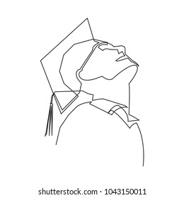 continuous line drawing of graduation vector illustration