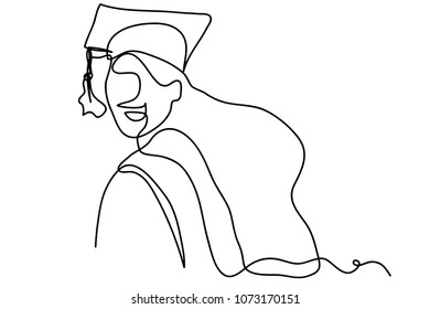 Continuous line drawing of graduation
vector illustration.