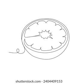 continuous line drawing of a grapefruit vector illustration