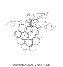 Vector de ilustración de uvas de dibujo de línea continua
