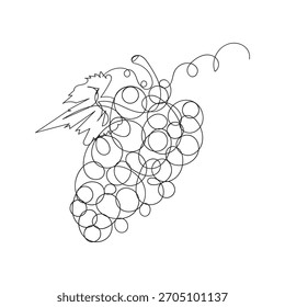 Vector de ilustración de uvas de dibujo de línea continua