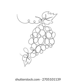 vetor de ilustração de uva de desenho de linha contínua