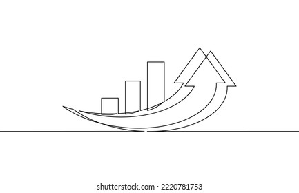 Durchlaufende Zeilenzeichnung mit Pfeil, Pfeil-nach-oben-Symbol-Umriss, Geschäftswachstum, Objekt-eine-Linie, einzelne Linie, Vektorgrafik