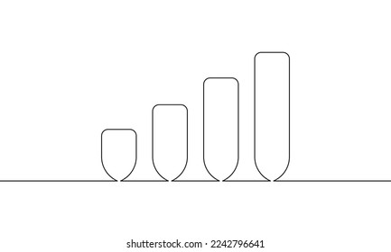 Dibujo continuo de línea del icono de negocio del gráfico. esquema de gráfico de barras, símbolo de crecimiento de negocio, objeto de una línea, arte de una sola línea, ilustración vectorial
