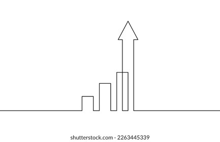 Continuous line drawing of graph business icon. Bar chart, growth graph outline. Object one line, single line art, vector illustration