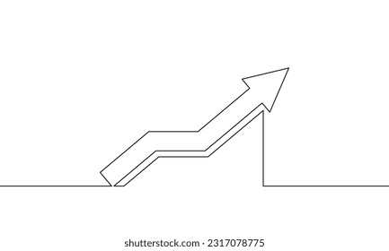 Kontinuierliche Zeichnung der Graph Business Icon. Illustrationsvektor des wachsenden Pfeils. Balkendiagramm, Wachstumsdiagramm-Design, Einzelzeilentechnik, eine Linie