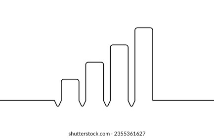 Continuous line drawing of graph. Business growth icon. Illustration vector of chart. Object one line. Single line art