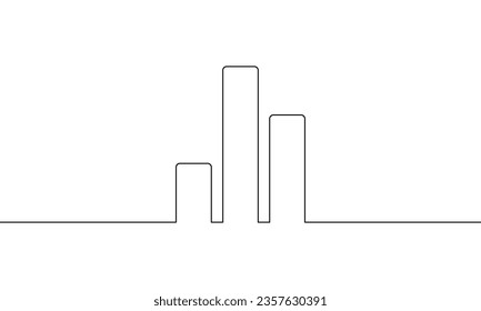 Continuous line drawing of graph business. Illustration vector of Bar chart icon. Object one line. Single line art