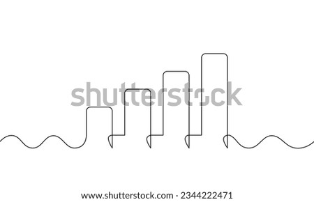 Continuous line drawing of graph business icon. Illustration vector of bar chart. Object one line. Single line art
