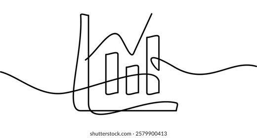 continuous line drawing of graph chart symbols. abstract line art illustration